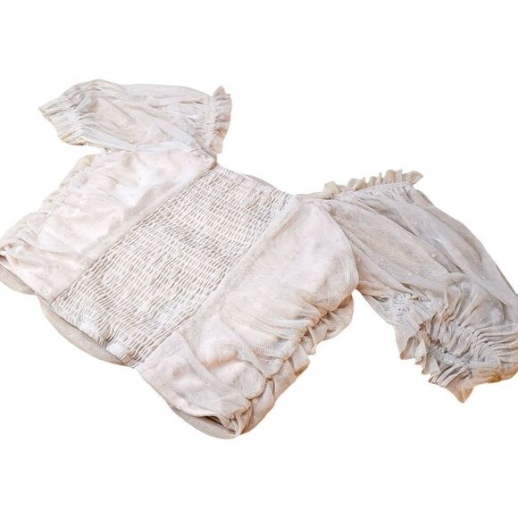 🌼4/$30 H&M Pink Tulle Gathered Crop Top Large - Picture 4 of 8